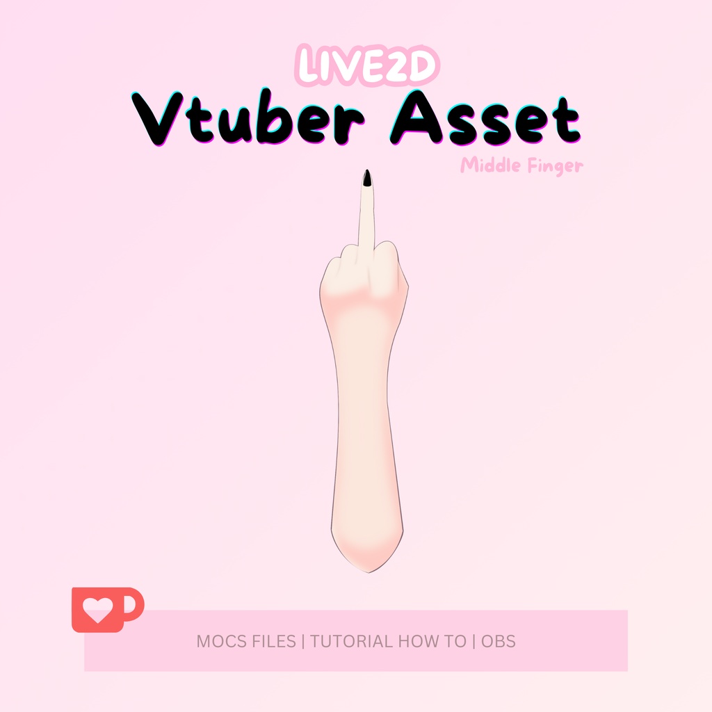Middle Finger Vtuber Asset, Ready to use Vtuber Asset, Customizable Vtuber Item, Vtuber Hand Asset for Vtuber Studio | OBS | Live2D