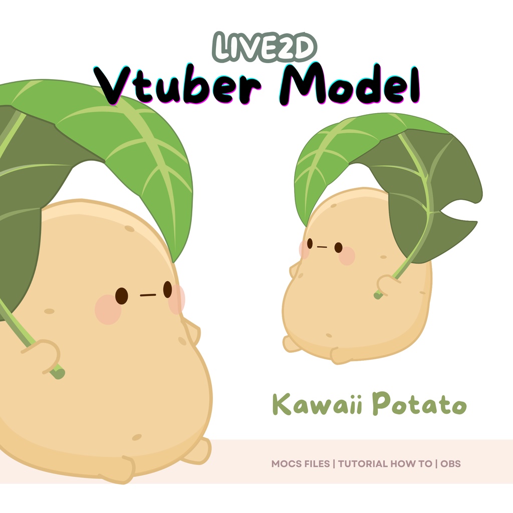 Kawaii Potato Vtuber Model Premade, Ready To Use Vtuber Model, Vtuber Model and Rigging, Premade vtuber for Twitch and Youtube, 2d vtuber