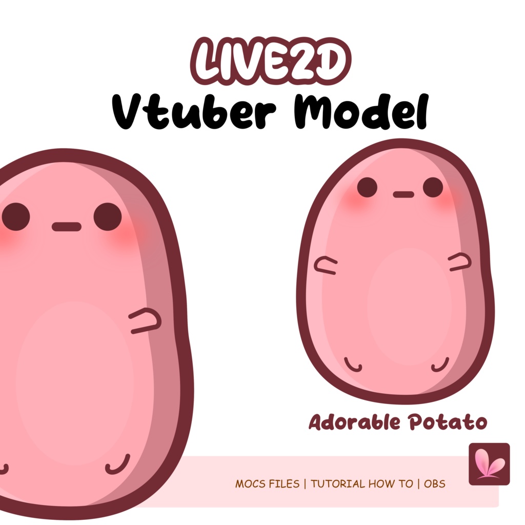Adorable Potato Vtuber Model Premade, Ready To Use Vtuber Model, Vtuber Model and Rigging, Premade vtuber for Twitch and Youtube, 2d vtuber