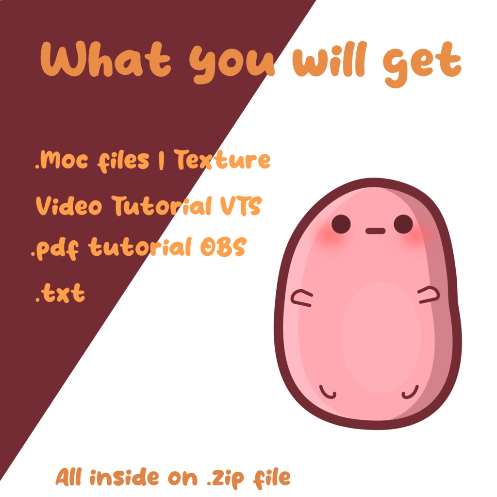 Adorable Potato Vtuber Model Premade, Ready To Use Vtuber Model, Vtuber Model and Rigging, Premade vtuber for Twitch and Youtube, 2d vtuber