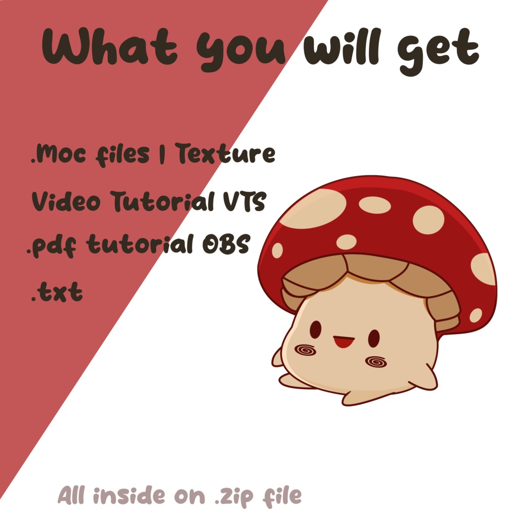 Kawaii Mushroom Vtuber Model Premade, Ready To Use Vtuber Model, Vtuber Model and Rigging, Premade vtuber for Twitch and Youtube | 2d Vtuber