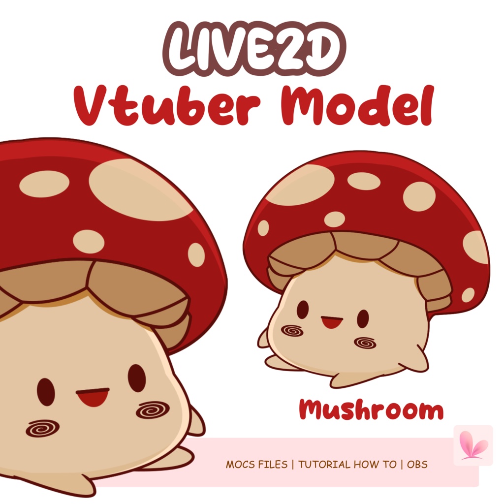Kawaii Mushroom Vtuber Model Premade, Ready To Use Vtuber Model, Vtuber Model and Rigging, Premade vtuber for Twitch and Youtube | 2d Vtuber