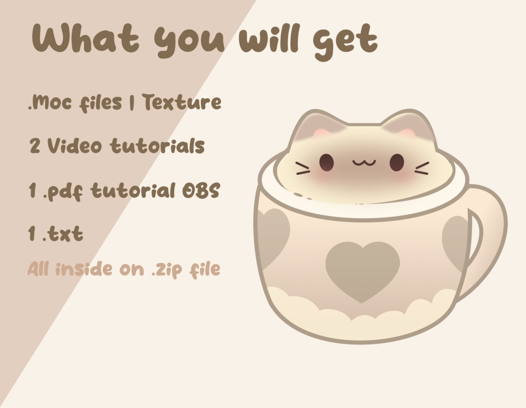 Bouncy Cup Kitty Vtuber Model Premade, Ready To Use Vtuber Model, Vtuber Model and Rigging, Premade vtuber for Twitch and Youtube, 2d vtuber