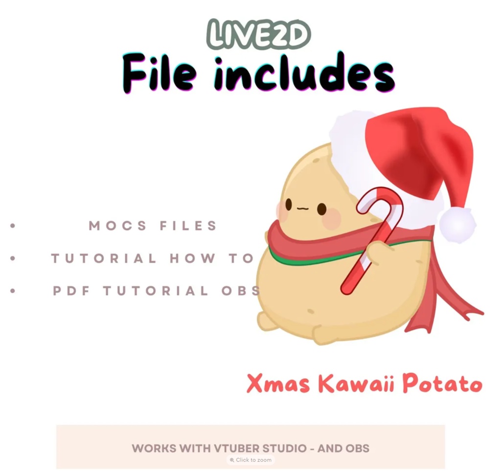 Christmas Kawaii Potato Vtuber Model Premade, Ready To Use Vtuber Model, Vtuber Model and Rigging, Premade vtuber for Twitch and Youtube