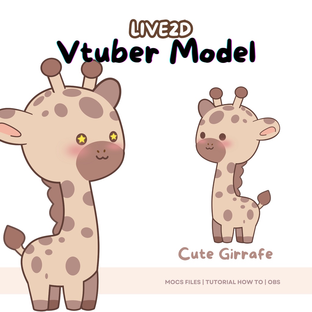 Cute Girrafe Vtuber Model Premade, Ready To Use Vtuber Model, Vtuber Model and Rigging, Premade vtuber for Twitch and Youtube, 2d vtuber