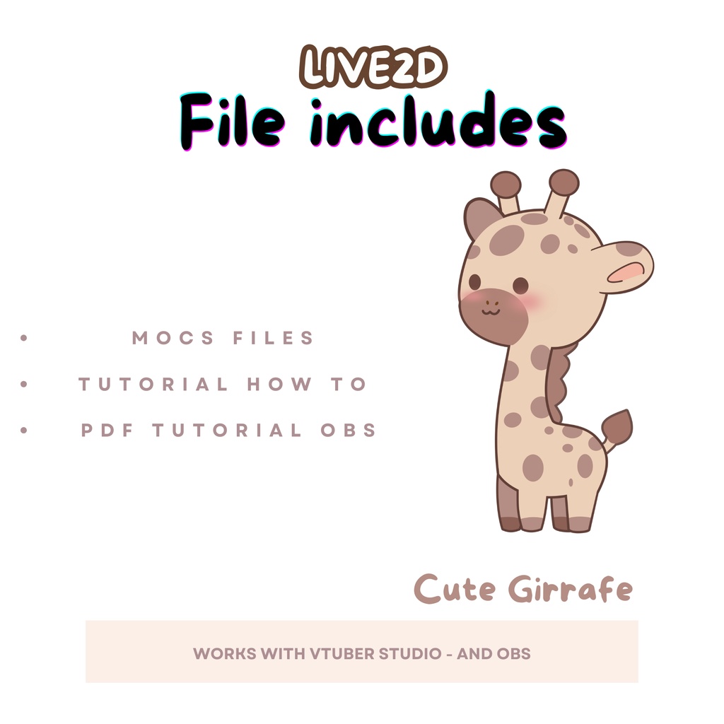 Cute Girrafe Vtuber Model Premade, Ready To Use Vtuber Model, Vtuber Model and Rigging, Premade vtuber for Twitch and Youtube, 2d vtuber