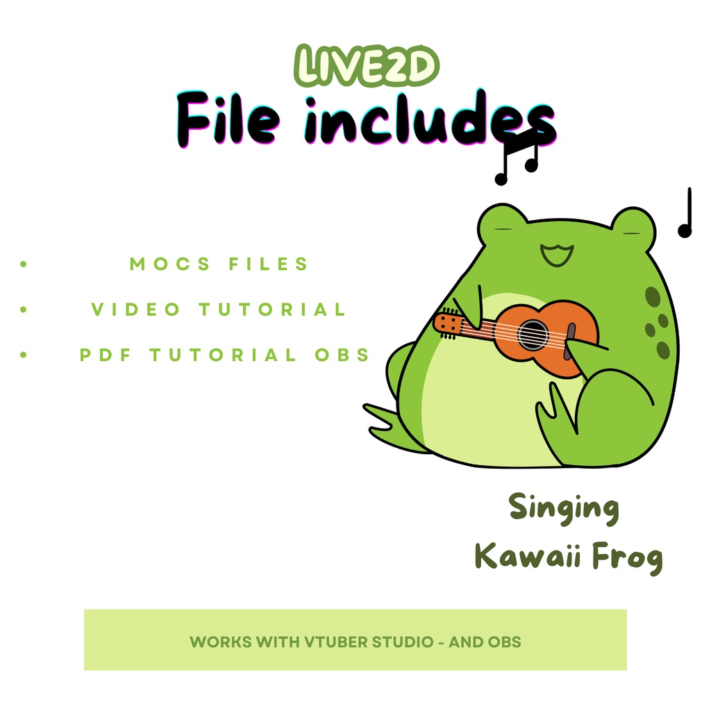 Kawaii Froggy with Guitar Vtuber Model Premade, Ready To Use Vtuber Model, Vtuber Model and Rigging, Premade vtuber for Twitch and Youtube