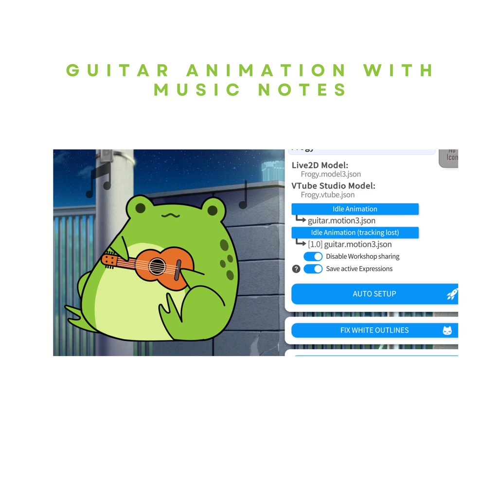 Kawaii Froggy with Guitar Vtuber Model Premade, Ready To Use Vtuber Model, Vtuber Model and Rigging, Premade vtuber for Twitch and Youtube