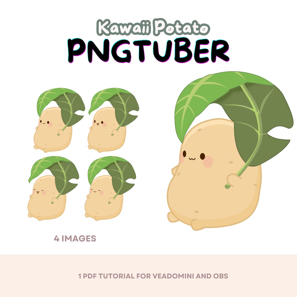 FREE PNGTUBE Kawaii Potato Model Premade, Ready To Use pngtube Model, Premade pngtube for Twitch and Youtube | Veadotube Mini | Tutorial pngtube