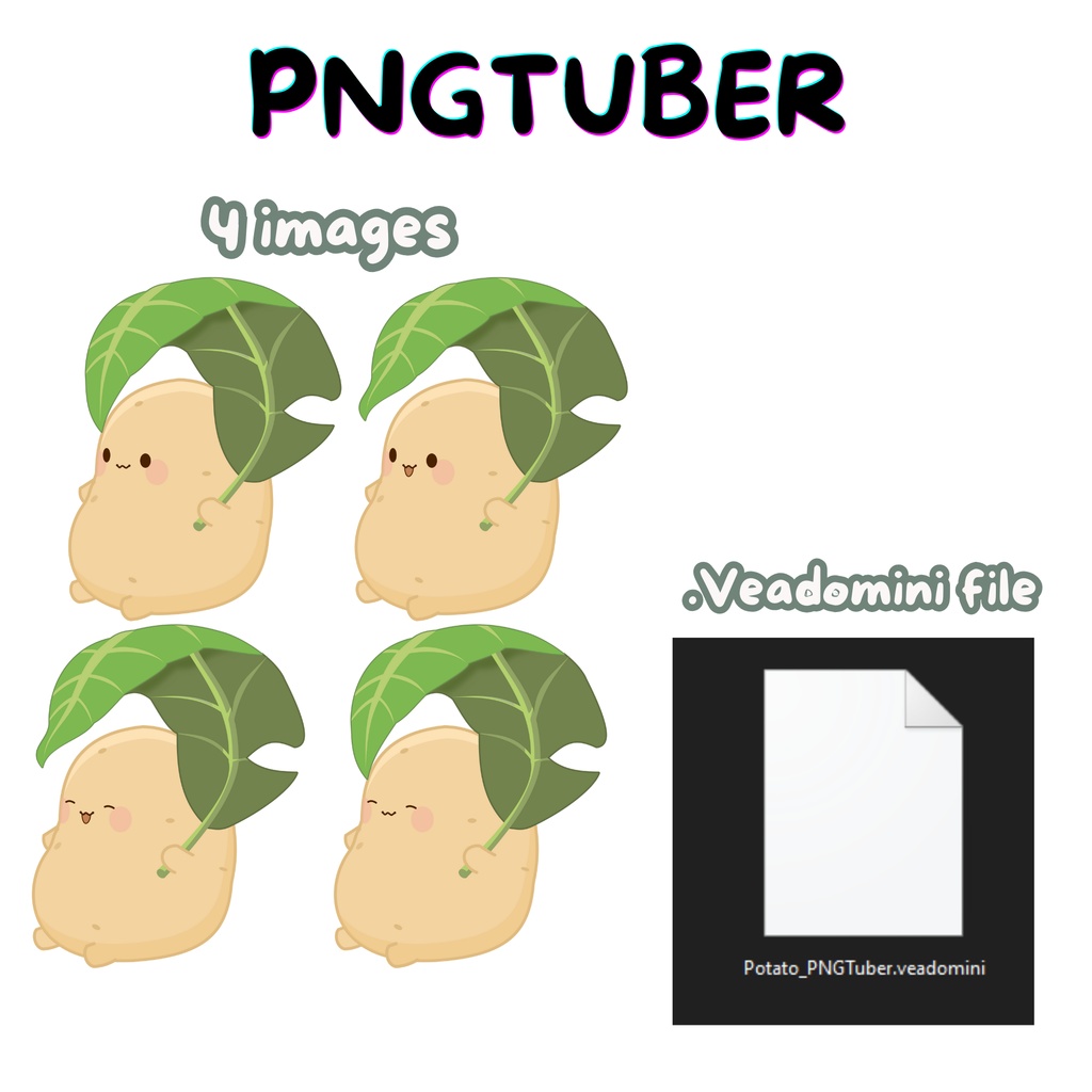 FREE PNGTUBE Kawaii Potato Model Premade, Ready To Use pngtube Model, Premade pngtube for Twitch and Youtube | Veadotube Mini | Tutorial pngtube