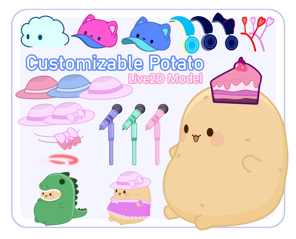 Customizable Potato Vtuber Model Premade, Ready To Use Vtuber Model, Vtuber Model and Rigging, Premade vtuber for Twitch and Youtube