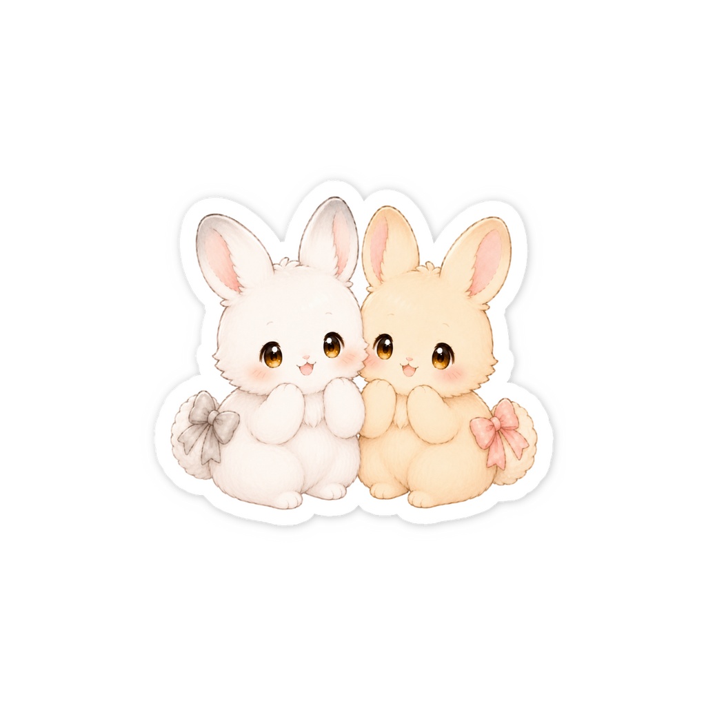 しろみみときなこ ステッカー ①