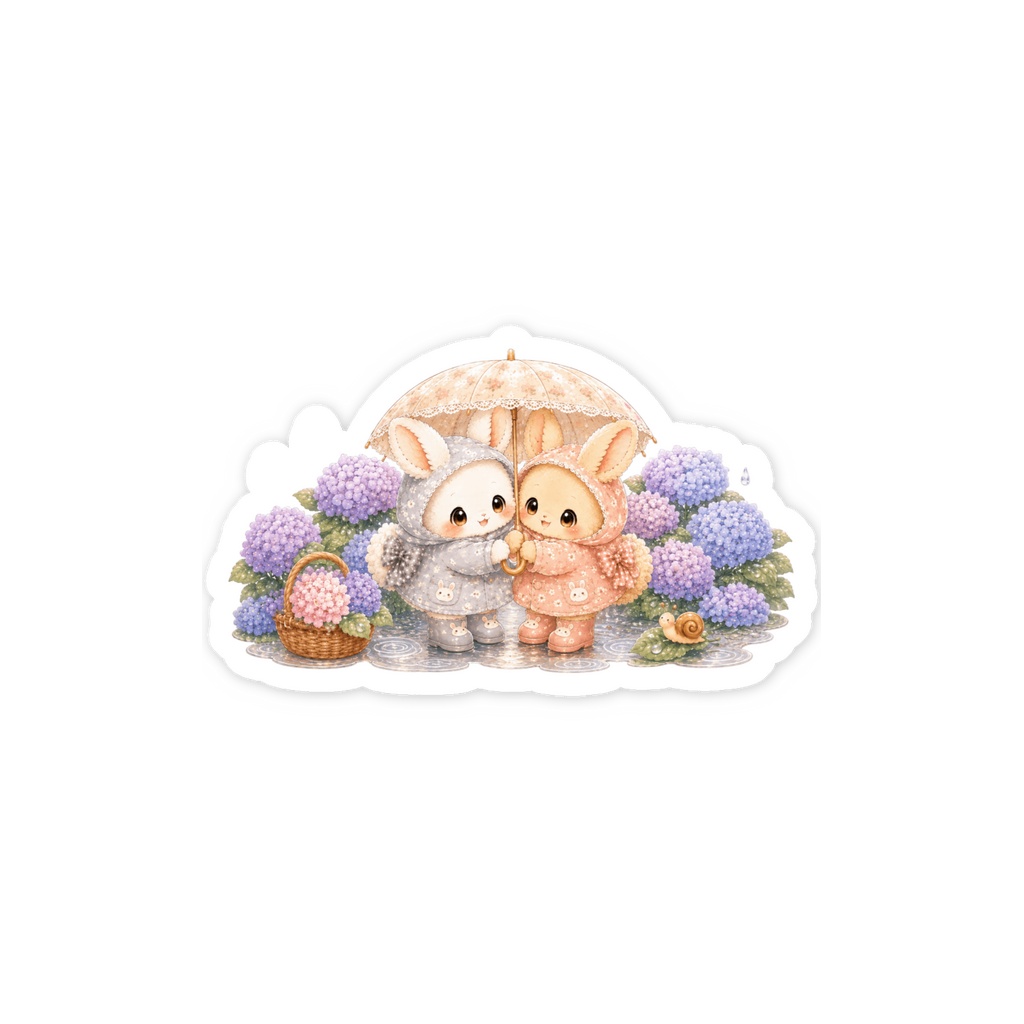 しろみみときなこの あめのひさんぽ