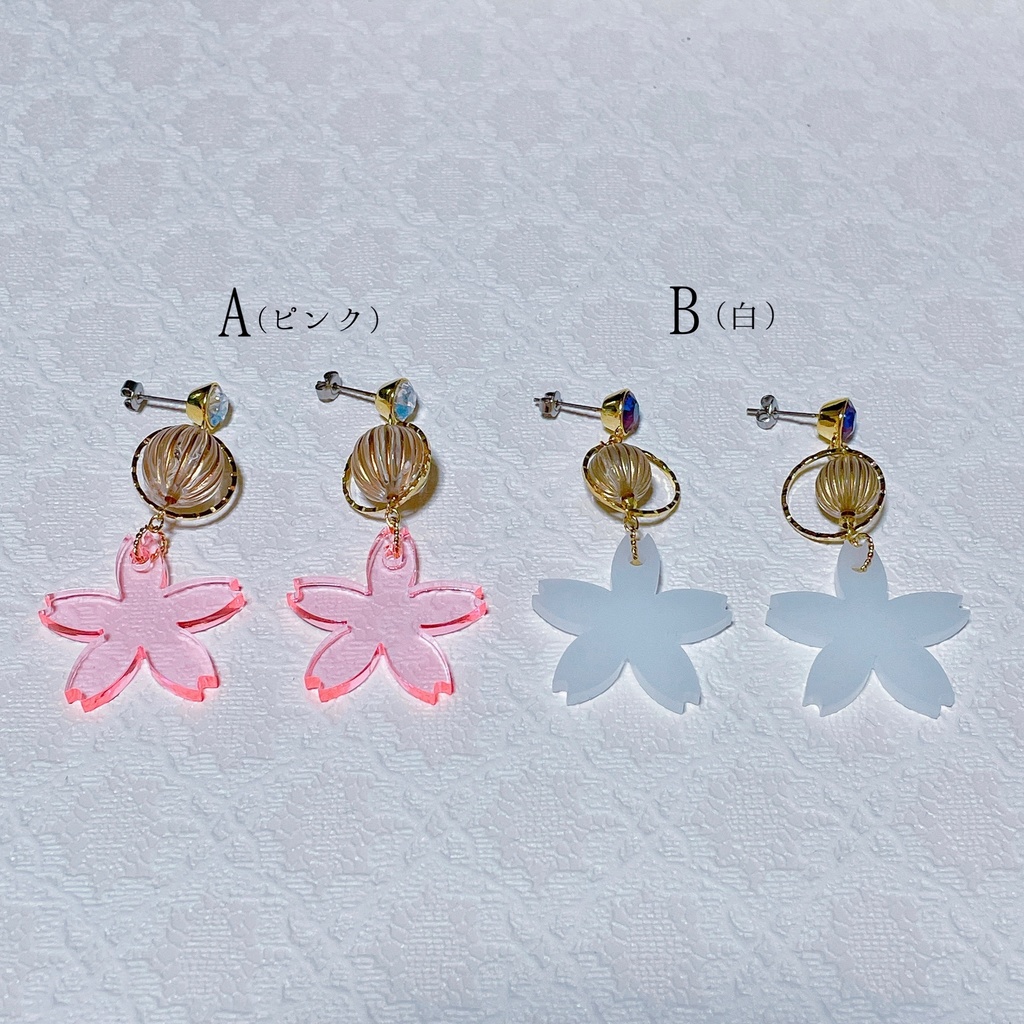 アクリル桜ピアス•イヤリング