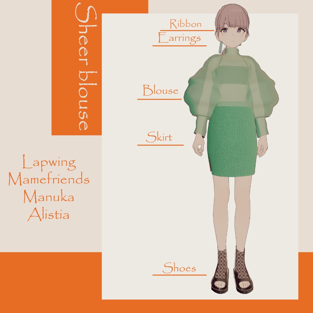 【4アバター対応】Sheer Blouse【VRC対応】