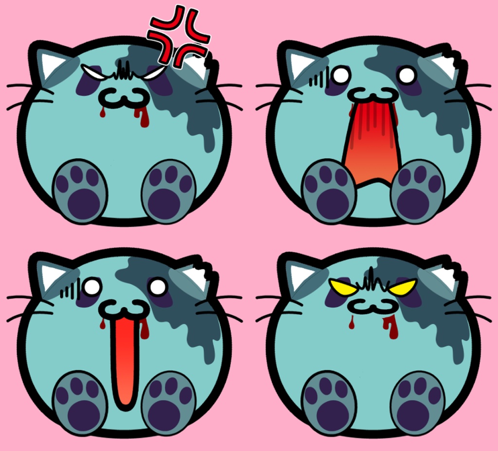 【フリー】Live2D モデル ぞんびねこ032【VTuber、配信用無料アバター】