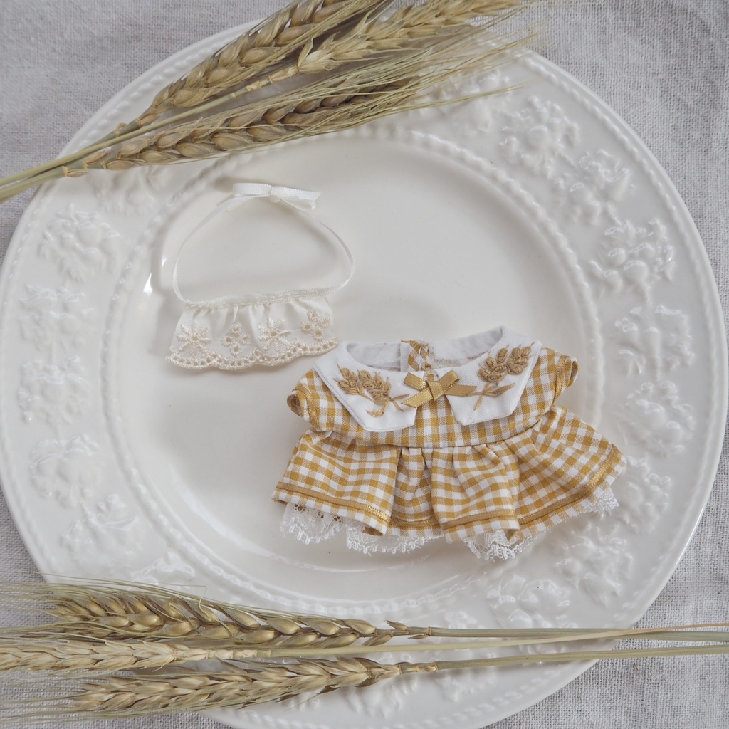 麦の刺繍ワンピース