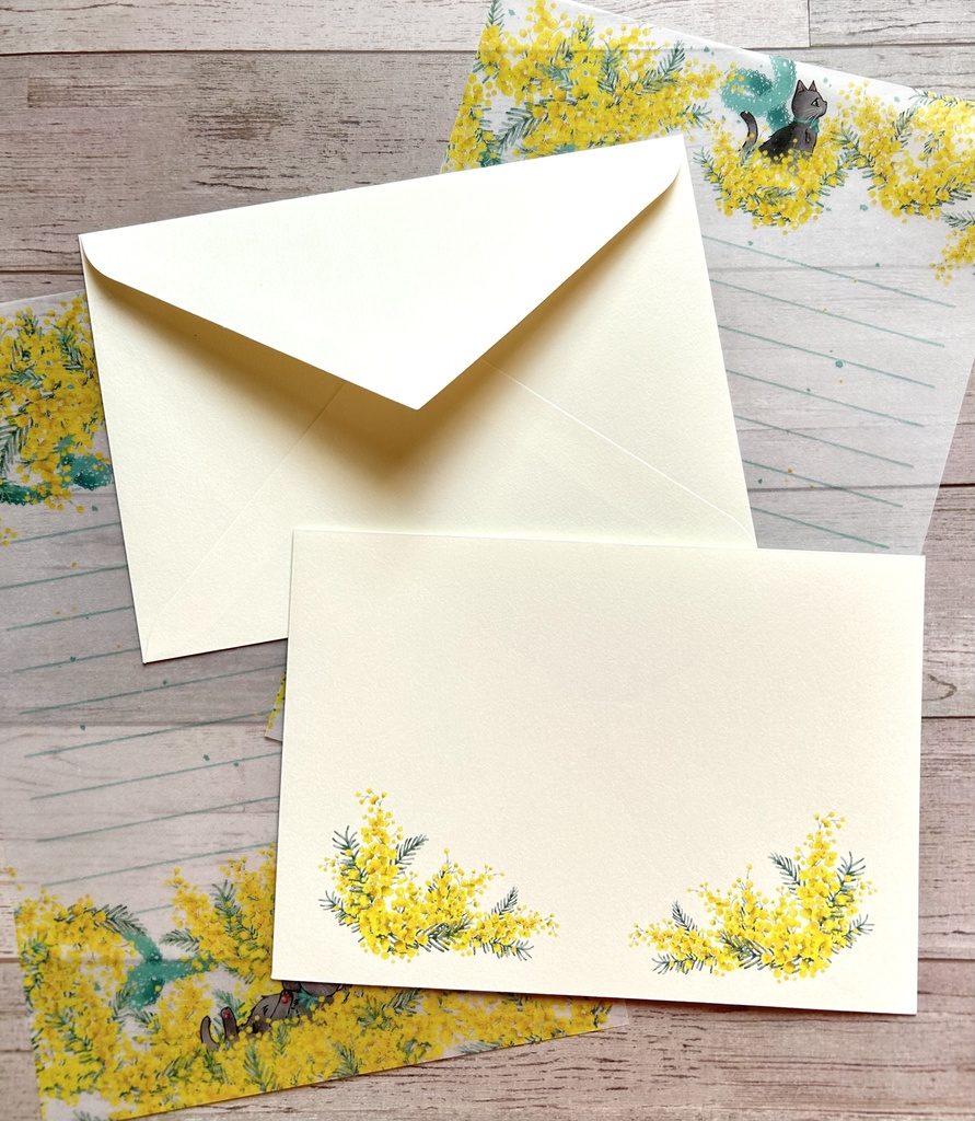 リメイク ミモザと猫 レターセット