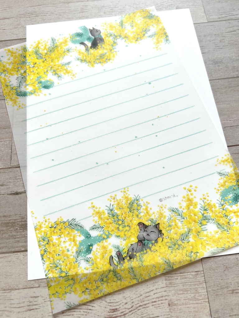 リメイク ミモザと猫 レターセット