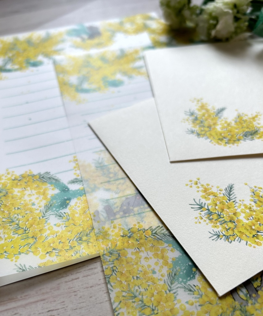 リメイク ミモザと猫 レターセット