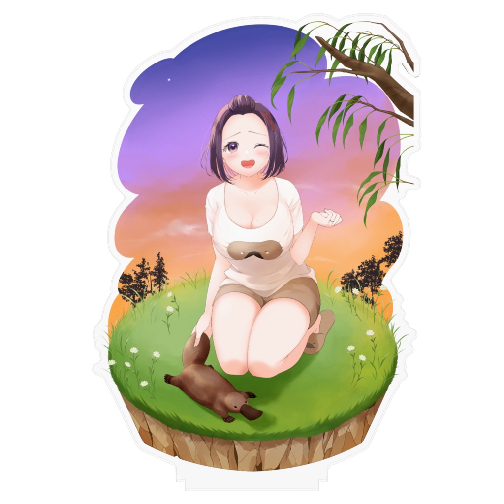 甘塩むすびのキービジュアルアクリルフィギュア