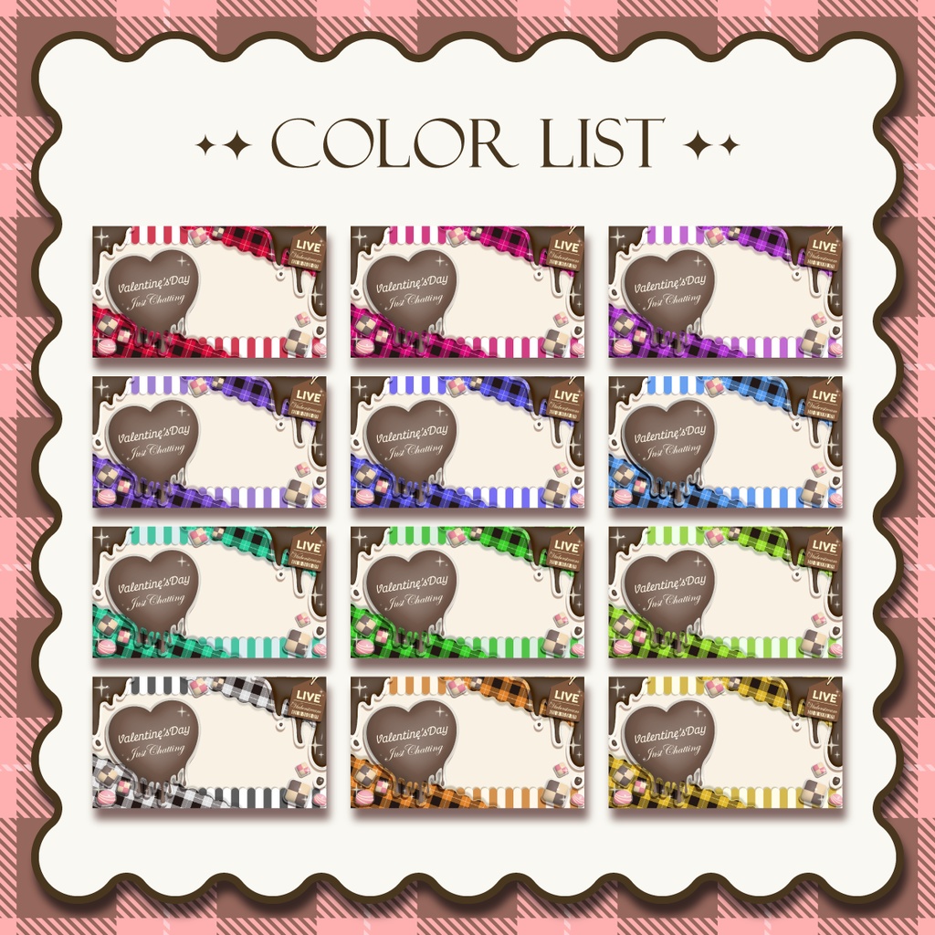【フリー素材】ぼんぼんシール風バレンタインサムネイル素材【vtuberさん向け】/Valentine/歌枠karaoke/雑談zatsu/forFREE