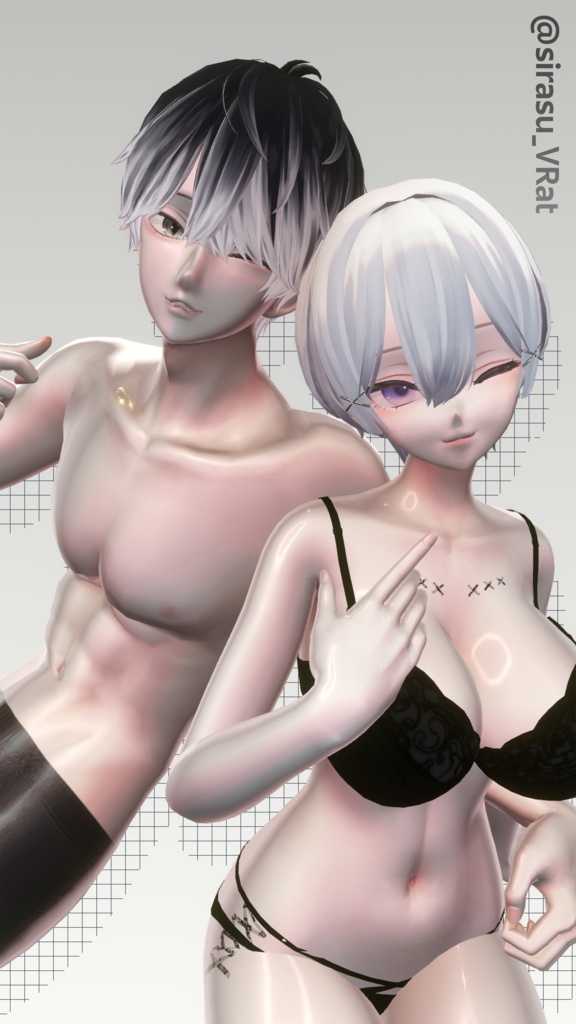 【lilToon】汎用 ! 魅惑の黒レース肌マテリアル ❤︎ Black Lace Skin ❤︎ ~レースタトゥー付き