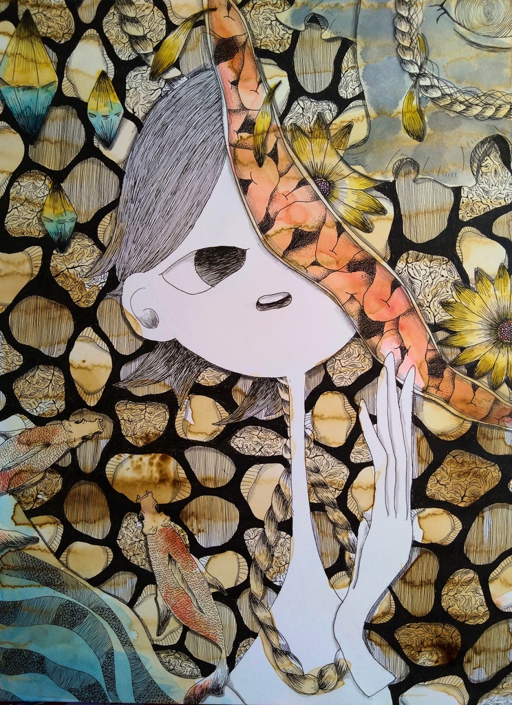 “根を張る私が枯れ散る”A3原画