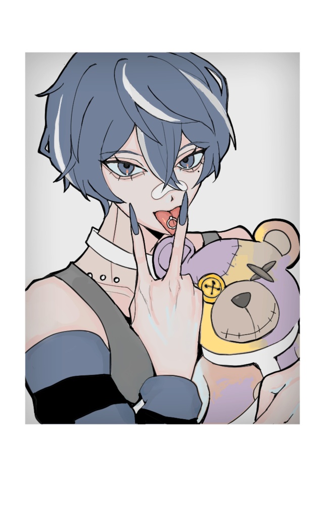💙サブカルパンク藍黄色チェキ💛 文字デコなし
