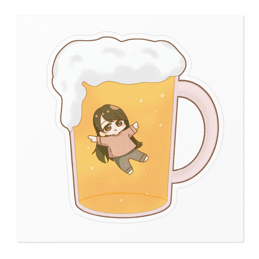 女の子とビール【シール・ステッカー】