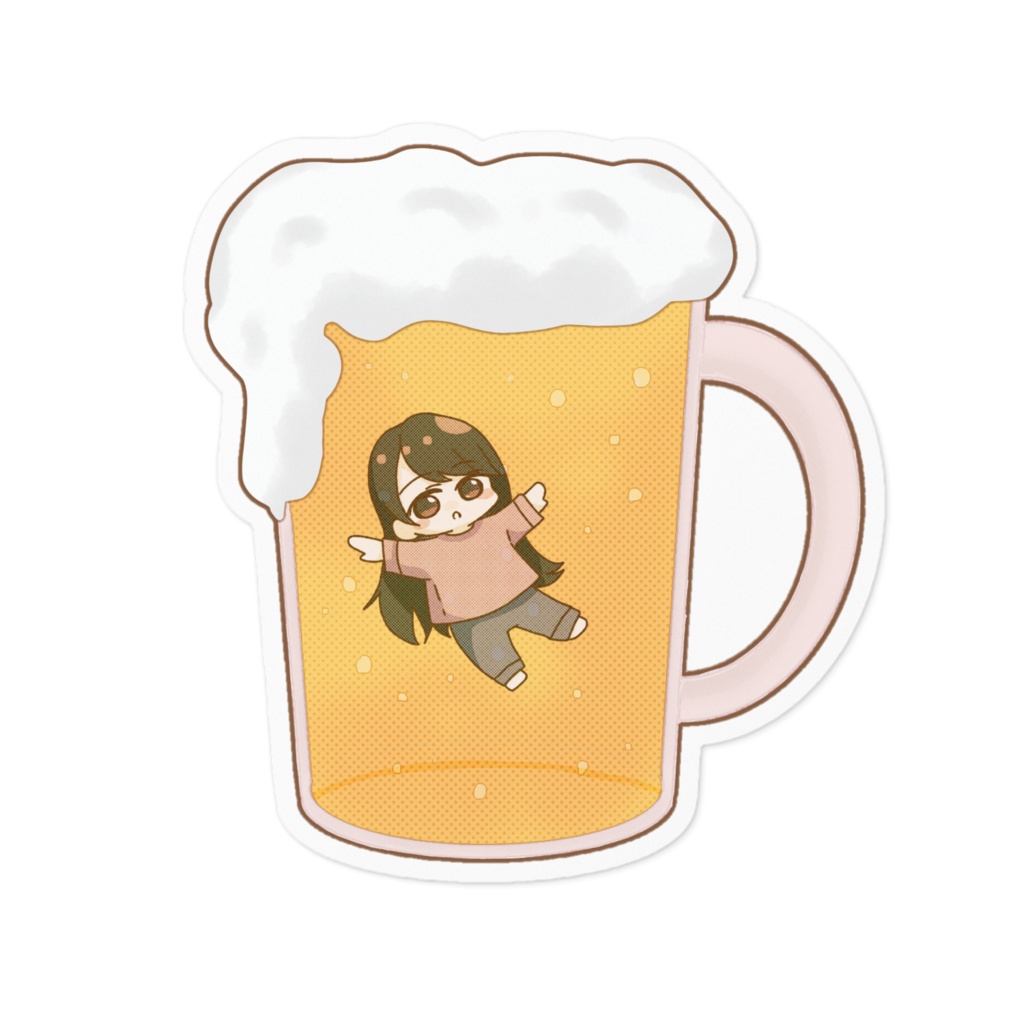 女の子とビール【シール・ステッカー】