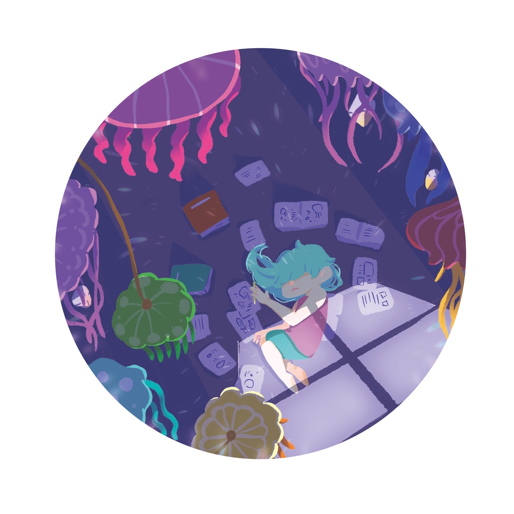 キャンバスパネル_青の中を漂う