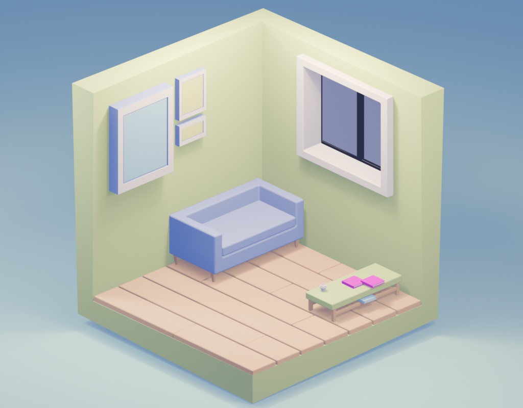 【Free DL】3Dミニチュア小部屋 - 3D miniature small room