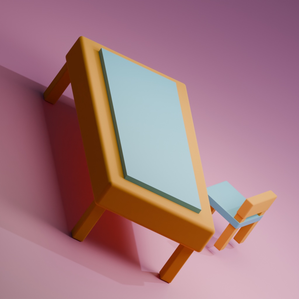 【Free DL】3D机と椅子 - 3D Desk and chair