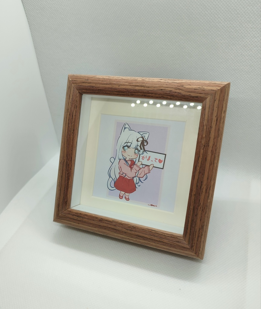 白猫ルンのかまって、立て掛けミニフレーム