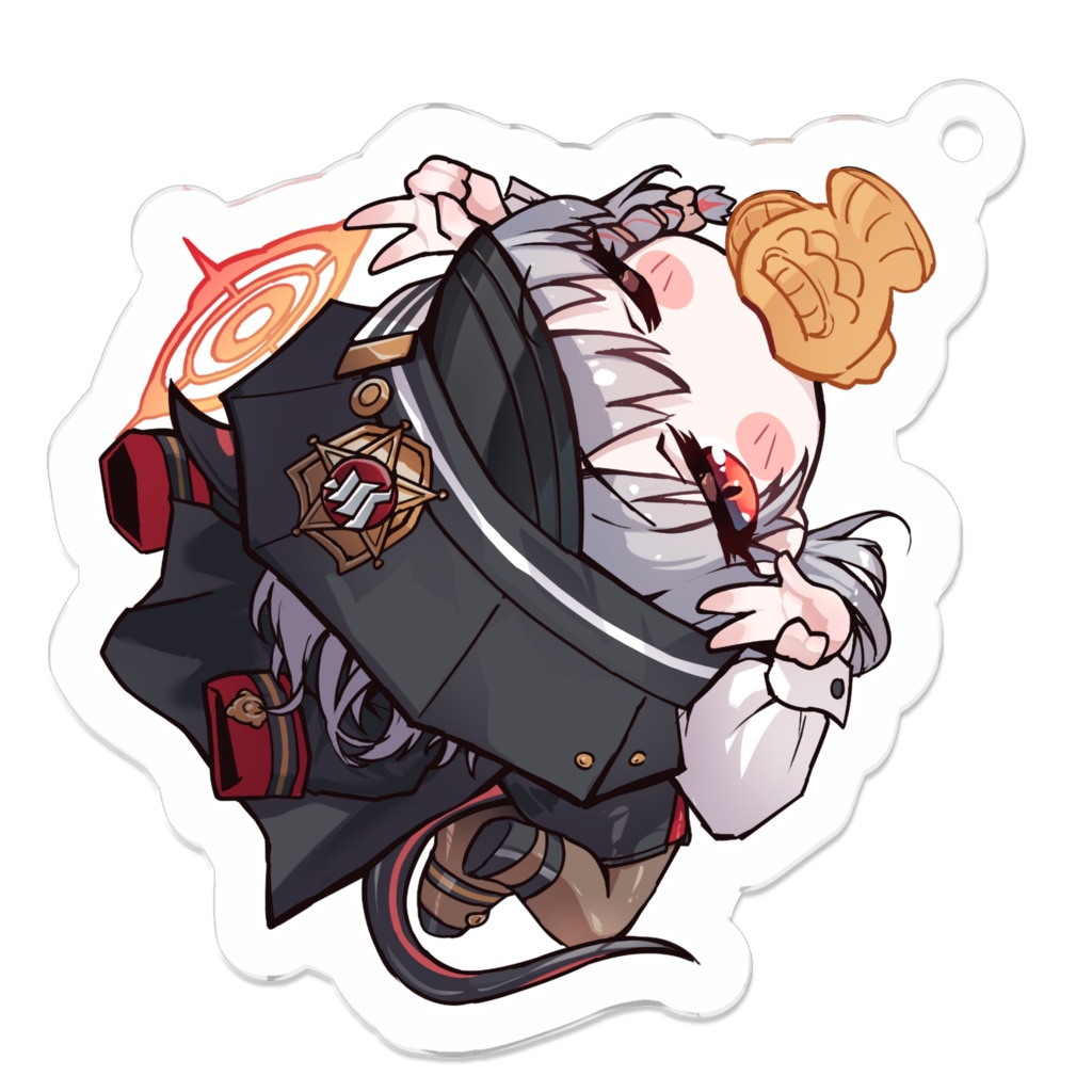 【ブルアカ二次創作グッズ】つりつり美食研 アクリルケーホルダー 50x50mm(4種類:ハルナ、アカリ、ジュンコ、イズミ)