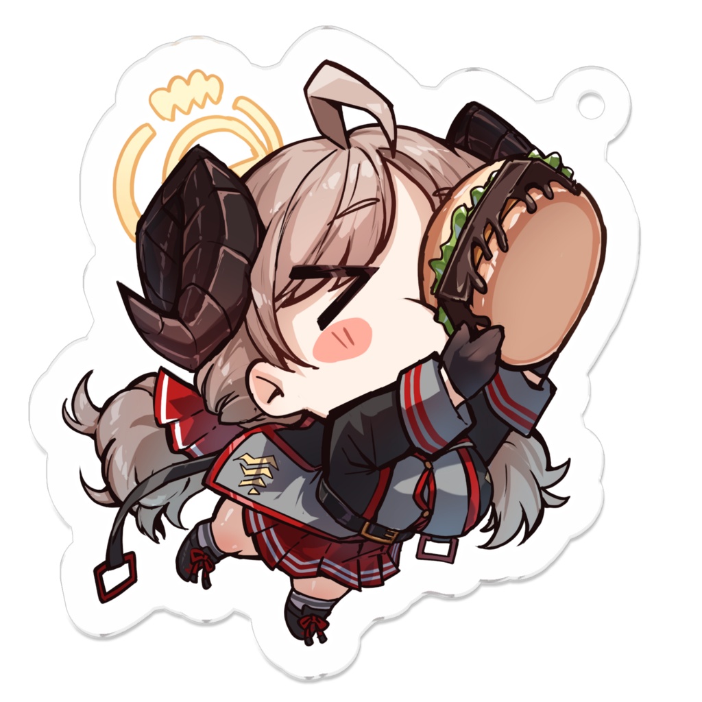 【ブルアカ二次創作グッズ】つりつり美食研 アクリルケーホルダー 50x50mm(4種類:ハルナ、アカリ、ジュンコ、イズミ)