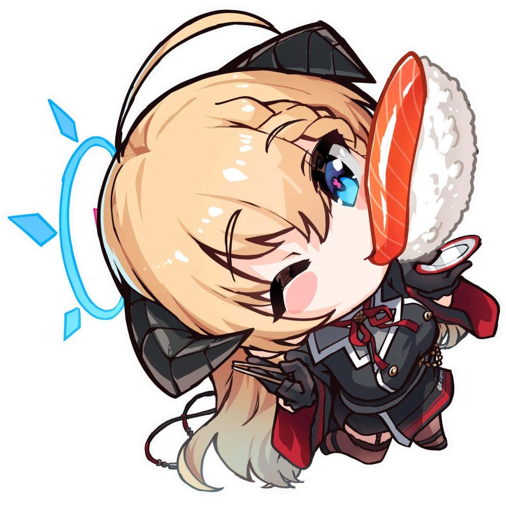 【ブルアカ二次創作グッズ】つりつり美食研 アクリルケーホルダー 50x50mm(4種類:ハルナ、アカリ、ジュンコ、イズミ)