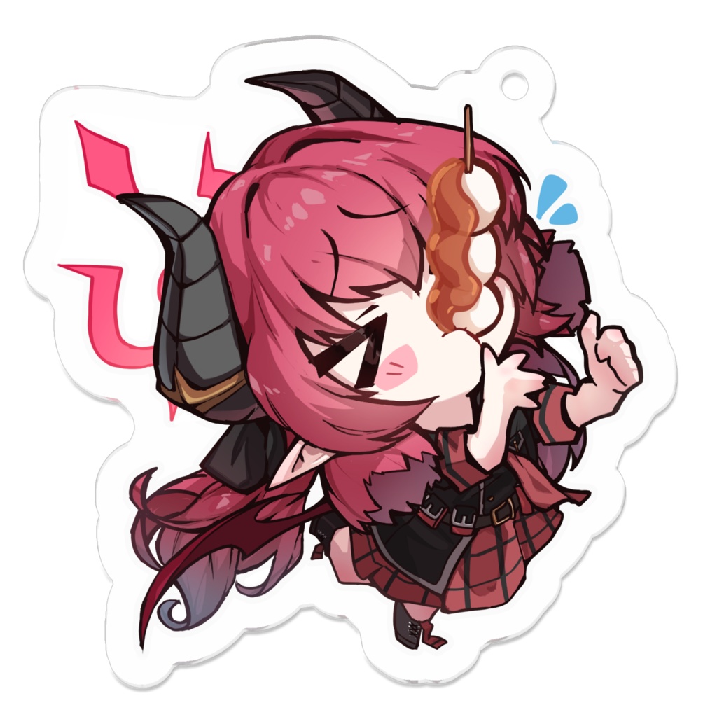 【ブルアカ二次創作グッズ】つりつり美食研 アクリルケーホルダー 50x50mm(4種類:ハルナ、アカリ、ジュンコ、イズミ)