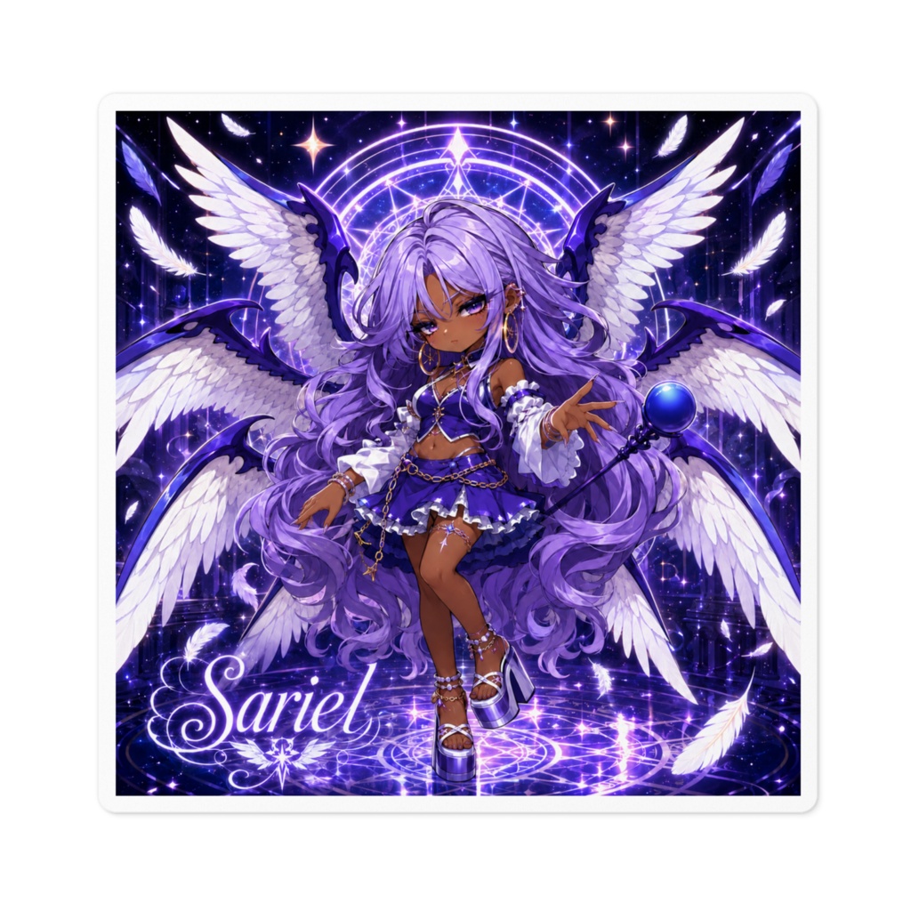 Sariel サリエル 黒ギャル化チビキャラステッカー|東方靈異伝 旧作東方 二次創作シール