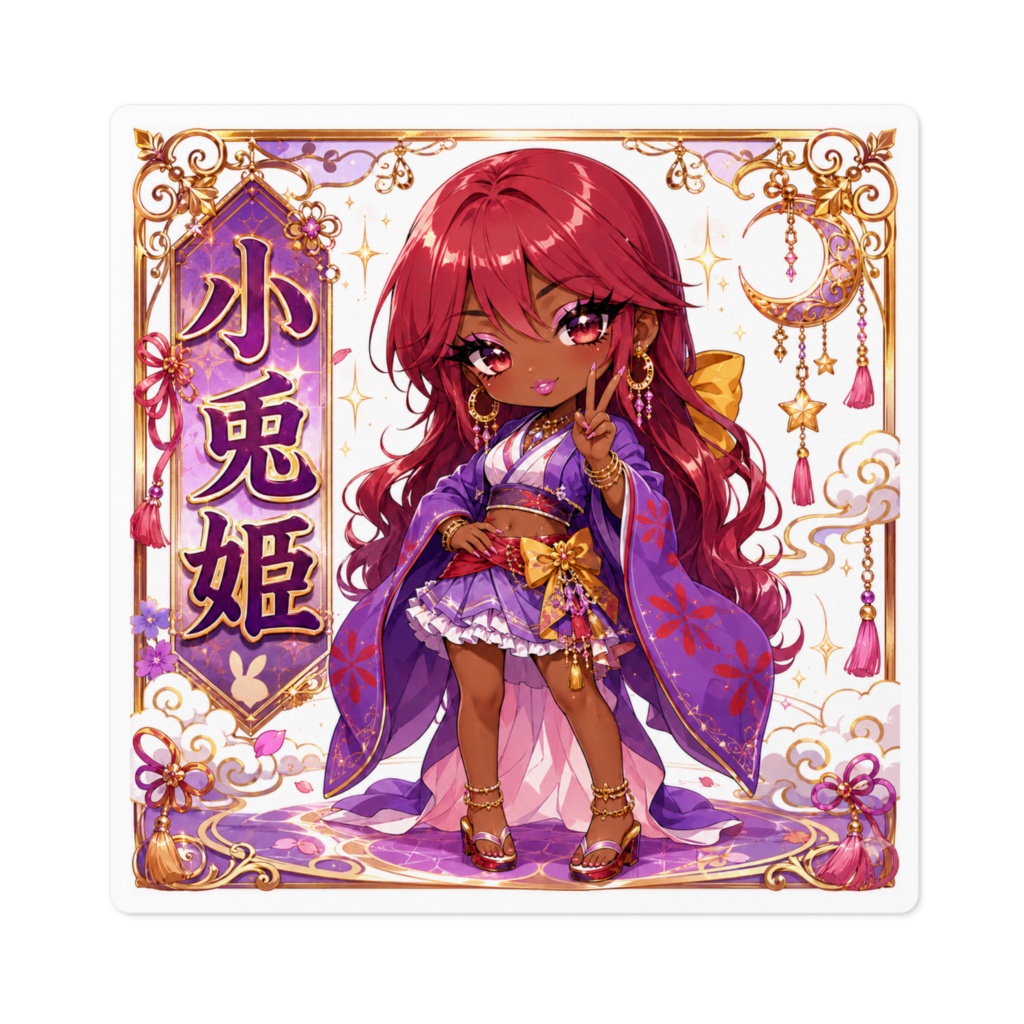 小兎姫 Kotohime 黒ギャル化チビキャラステッカー|東方夢時空 旧作東方 二次創作シール