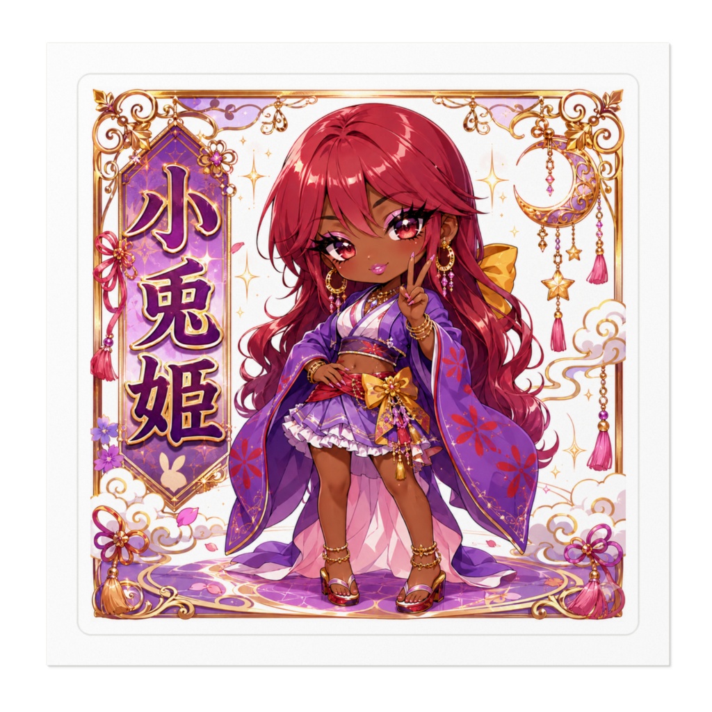 小兎姫 Kotohime 黒ギャル化チビキャラステッカー|東方夢時空 旧作東方 二次創作シール