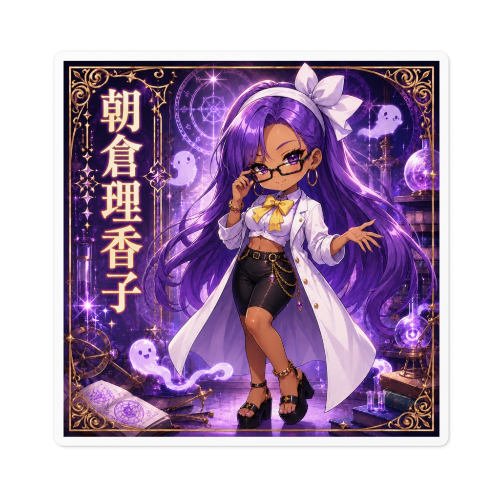 朝倉理香子 Rikako Asakura 黒ギャル化チビキャラステッカー|東方夢時空 旧作東方 二次創作シール