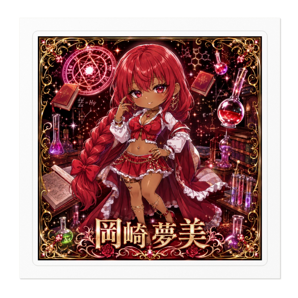 岡崎夢美 Yumemi Okazaki 黒ギャル化チビキャラステッカー|東方夢時空 旧作東方 二次創作シール