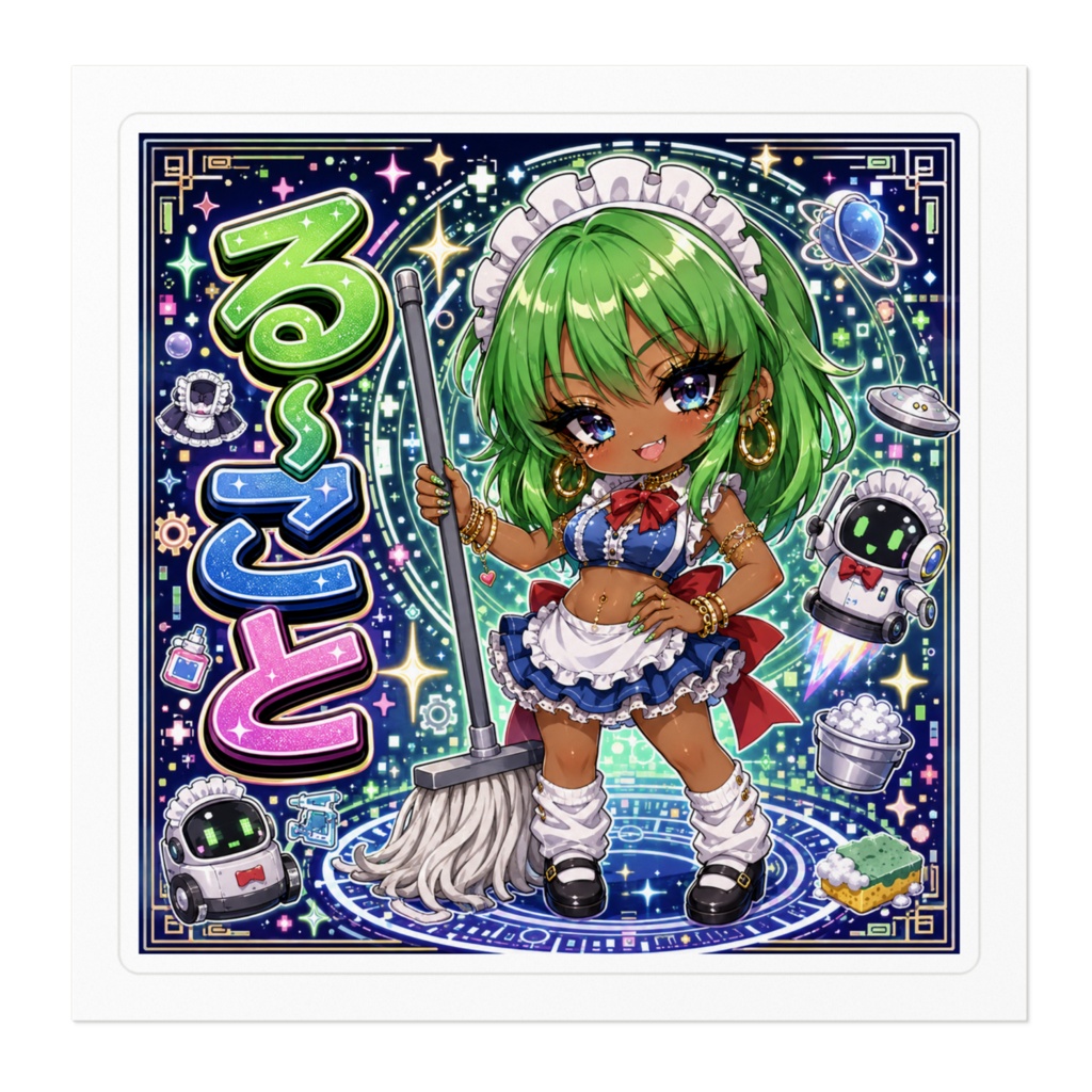 る〜こと Ruukoto 黒ギャル化チビキャラステッカー|東方夢時空 旧作東方 二次創作シール