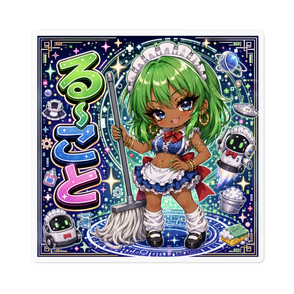 る〜こと Ruukoto 黒ギャル化チビキャラステッカー|東方夢時空 旧作東方 二次創作シール