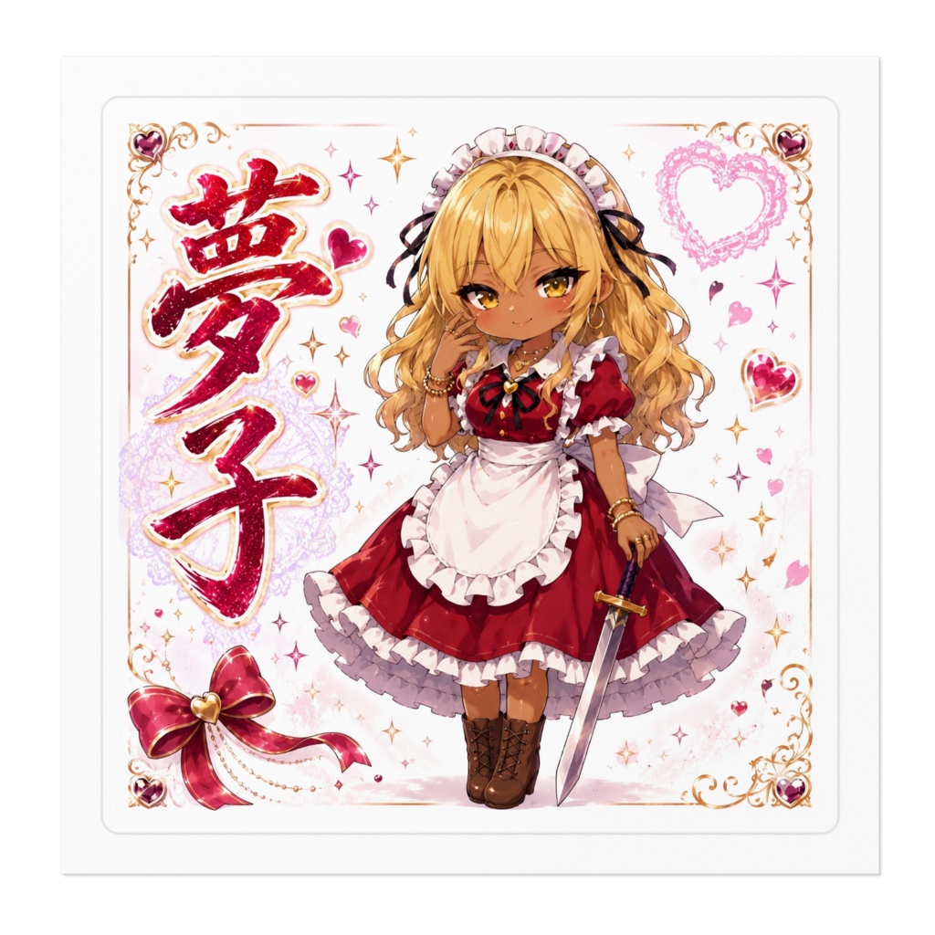 夢子 Yumeko 黒ギャル化チビキャラステッカー|東方怪綺談 旧作東方 二次創作シール