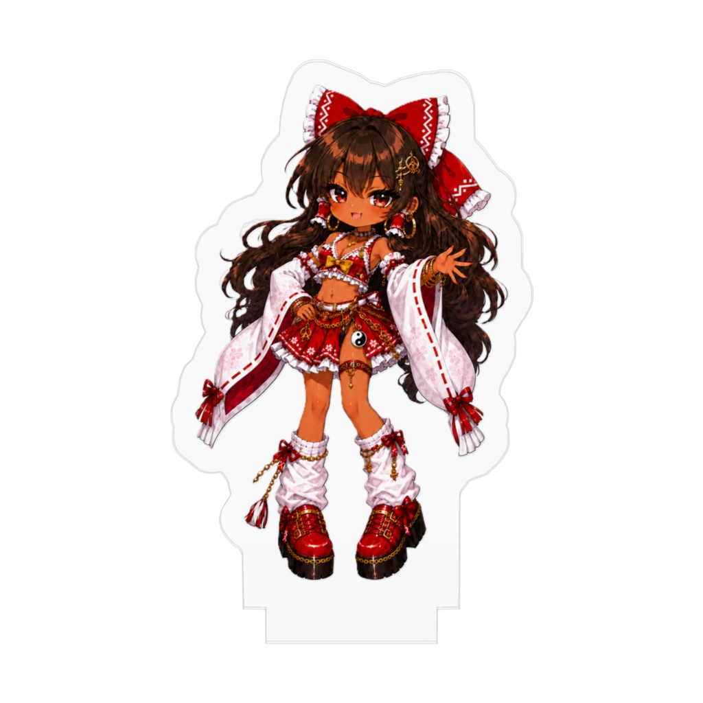 黒ギャル霊夢 チビキャラアクリルスタンド|褐色ギャル巫女風アクスタ
