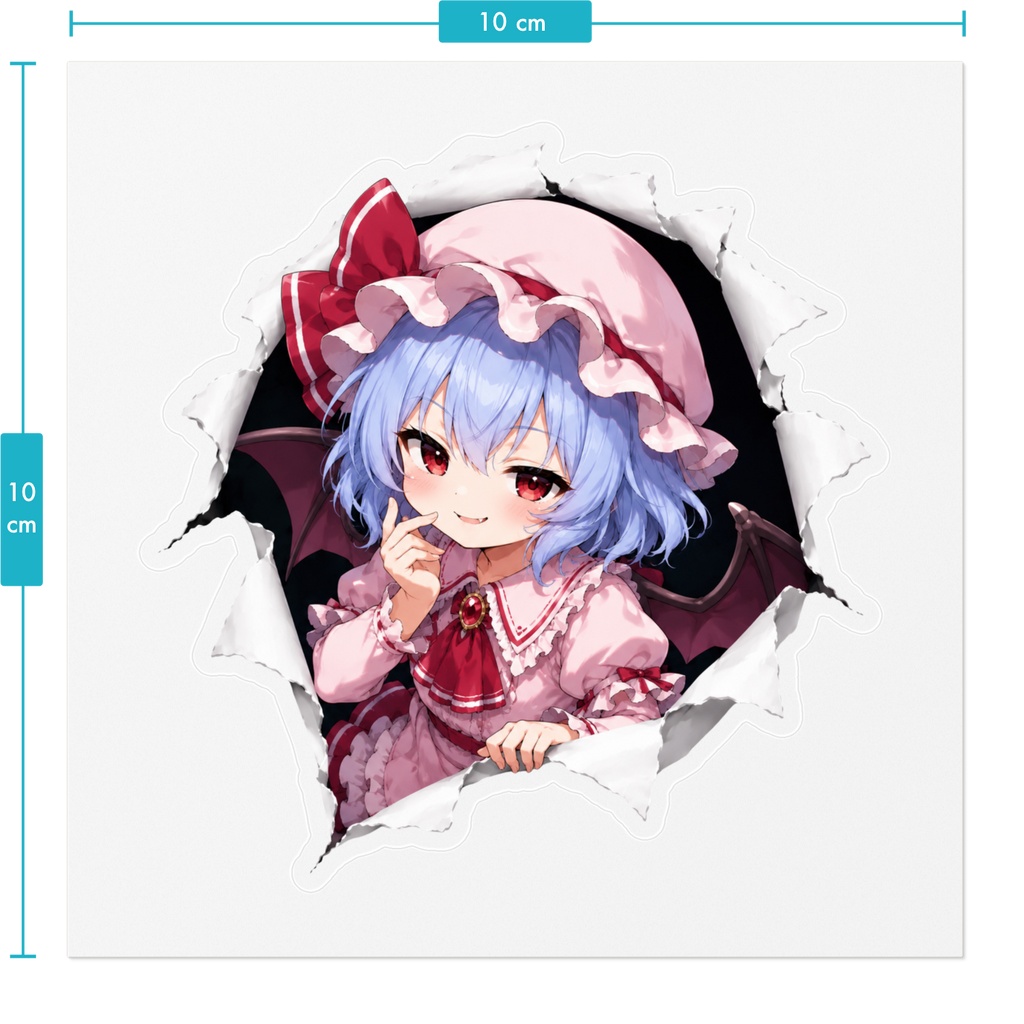 飛び出すレミリア・スカーレットステッカー|破れた壁から飛び出す風・東方Project二次創作