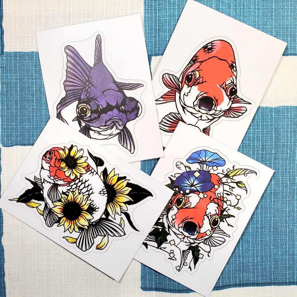 金魚切り絵　耐水性ステッカー